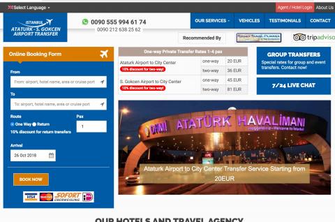 Efendi Travel'in B2C Transfer sitesi